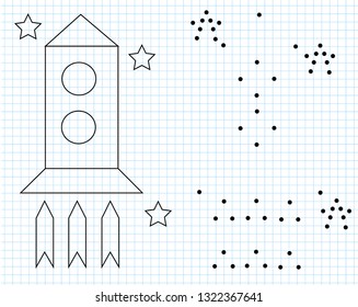 Grid copy worksheet. educational children game. Drawing activity for toddlers and kids. Draw by dots