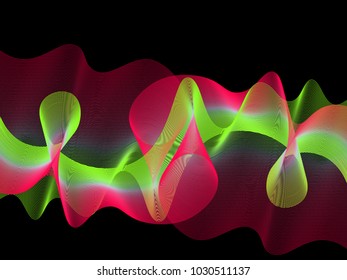 Grid curves vector pattern, geometric graphic design. Abstract background with pink green reticulated intersecting lines on white. Curves grid silk texture for textile industry cover layout, banner.