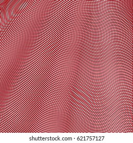 Grid curves vector pattern, geometric graphic design. Abstract background with dark red reticulated intersecting lines on white. Curves grid texture for cover, stylish flyer.