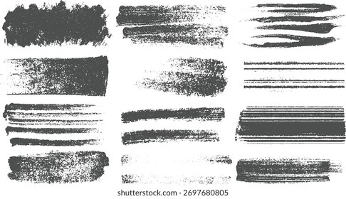 Una cuadrícula de pinceladas y líneas de textura gris oscuro sobre un fondo blanco.