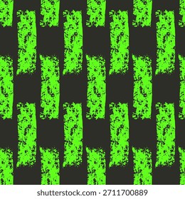 Grade traço neon linhas verdes padrão sem costura. Design de padrão de superfície geométrica artesanal vibrante negrito grunge texturizado motivo. Mão desenhado mini listras textura. Ilustração de plano de fundo de repetição de vetor.