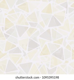 A grid of diagonally drawn squares covers a bright pattern of pentagons. Texture for use on walls, in clothes and any draperies. Designed for use by lucky people.