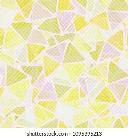 A grid of diagonally drawn squares covers a bright pattern of pentagons. Texture for use on walls, in clothes and any draperies. Designed for use by lucky people.