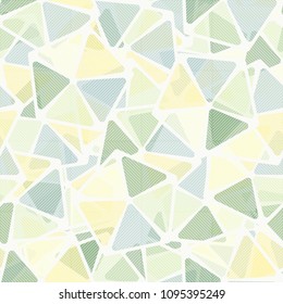 A grid of diagonally drawn squares covers a bright pattern of pentagons. Texture for use on walls, in clothes and any draperies. Designed for use by lucky people.