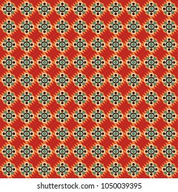 Grid digital paper, textile print, design. Vector repeated shapes and lines seamless background. Geometric seamless surface pattern design with retro green, black and red colors rhombuses ornament.