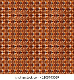 Grid digital paper, textile print, design. Vector repeated shapes and lines seamless background. Geometric seamless surface pattern design with retro orange, brown and red colors rhombuses ornament.