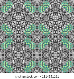 Grid digital paper, textile print, design. Vector repeated shapes and lines seamless background. Geometric seamless surface pattern design with retro brown, gray and blue colors rhombuses ornament.