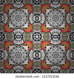 Grid digital paper, textile print, design. Vector repeated shapes and lines seamless background. Geometric seamless surface pattern design with retro white, yellow and gray colors rhombuses ornament.