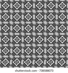 Grid digital paper, textile print, design. Vector repeated shapes and lines seamless background. Geometric seamless surface pattern design with retro black, white and gray colors rhombuses ornament.
