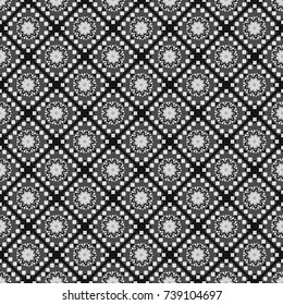 Grid digital paper, textile print, design. Vector repeated shapes and lines seamless background. Geometric seamless surface pattern design with retro gray, black and white colors rhombuses ornament.