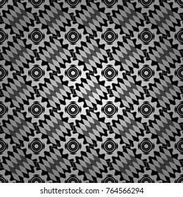 Grid digital paper, textile print, design. Vector repeated shapes and lines seamless background. Geometric seamless surface pattern design with retro white, gray and black colors rhombuses ornament.