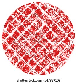 Grid distress diagonal overlay stamp red color texture for your design. EPS10 vector. 