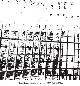 Grid distress dirty overlay texture for your design. Empty grunge aging template. EPS10 vector. 