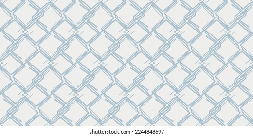 The grid drawn with a light blue felt-tip pen. Vector seamless print for various surfaces. Stylish print for textiles, pillows, notebooks, cups, wallpapers, packaging, digital backgrounds.