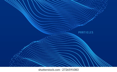 Raster. Dynamisch emittierte Teilchen. Abstrakter Hintergrund. Kontakt der Strukturen. Wissenschaftliches futuristisches Bild. 3D-Vektorgrafik für Broschüre, Poster, Präsentation, Flyer oder Banner.