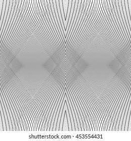 Grid of dynamic lines. Seamlessly repeatable mesh pattern. Distorted, warped cellular, reticulated background.