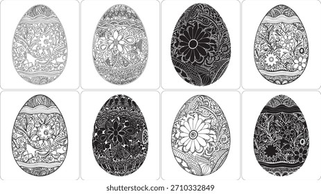 Una cuadrícula de ocho Formas ovaladas abstractas, que se asemejan a las huellas dactilares, mostradas en blanco y negro con diferentes densidades y texturas.