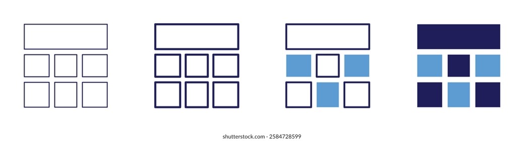 Grid expansion icon in 4 different styles. Thin Line, Line, Bold Line, Duotone. Duotone style. Editable stroke.