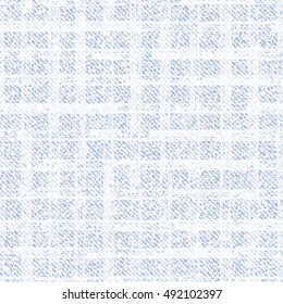 Grid faded denim texture Vector background. Checkered frayed Jeans fabric seamless pattern