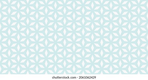 Grid floral geometric wide pattern. Minimalistic seamless illustration with mint diamond shapes. Abstract vector texture. Modern ornament used for design wallpaper, covers, fabric, cloth, wrapping