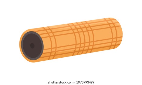 Grid Foam Roller For Workout, Back And Spine Rehabilitation. Roll Equipment For Home Training, Aerobics, Sports Exercises, Fitness And Working Out. Flat Vector Illustration Isolated On White