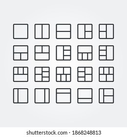 Grid and frame icon set vector isolated with line style and black color