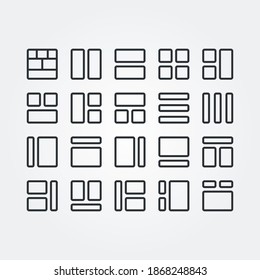 Grid and frame icon set vector isolated with line style and black color