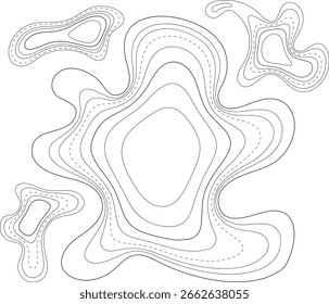 Grid geographische Relief topographische Karte Muster Hintergrund Vektor. Abstrakte topografische Kartenlinien, Konturhintergrund. Vektortopographie stilisierte Linien Karte.