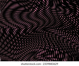 Fondo psicodélico geométrico oscuro abstracto con líneas onduladas y efecto moire. Antecedentes de concepto de Metaverse para arte en la pared, panel, afiche, banner web, aplicaciones móviles, decoración interior. 