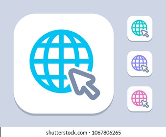 Grid Globe & Cursor - Neon Duo Icons. A professional, pixel-aligned icon.