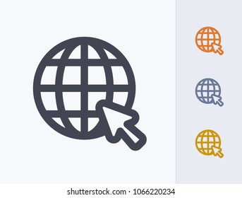 Grid Globe & Cursor - Outline Icons. A professional, pixel-aligned icon.
