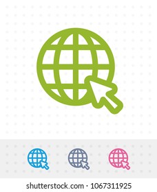 Grid Globe & Cursor - Zap Icons. A professional, pixel-aligned icon.