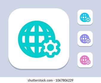 Grid Globe & Gears - LED Icons. A professional, pixel-aligned icon.