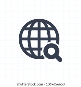 Grid Globe & Magnifier - Cropped Icons. A professional, pixel-aligned icon.