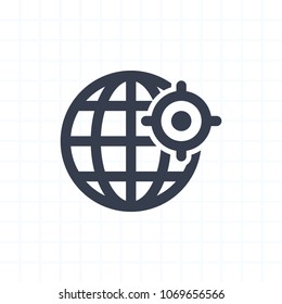 Grid Globe & Target - Cropped Icons. A professional, pixel-aligned icon.