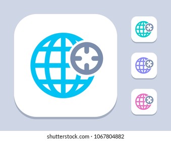 Grid Globe & Target - Neon Duo Icons. A professional, pixel-aligned icon.