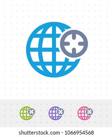 Grid Globe & Target - Zap Duo Icons. A professional, pixel-aligned icon.