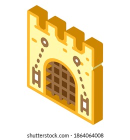 objetivo de cuadrícula del antiguo vector de icono isométrico del castillo. objetivo de cuadrícula de la antigua señal del castillo. ilustración de símbolo aislado