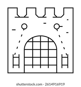 grid goal of ancient castle line icon vector. grid goal of ancient castle sign. isolated contour symbol black illustration