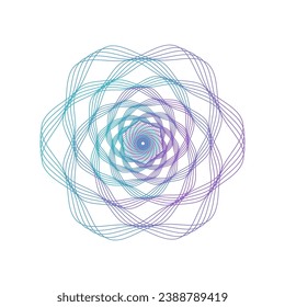 Grid Guilloche rosette for banknotes and certificates s design. Sophisticated template for the protection of securities, an ornament in the form of wavy curly lines. Vector.