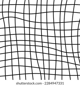 Grid hand drawn texture. Black grid freehand texture with rough curve lines. Isolated vector illustration