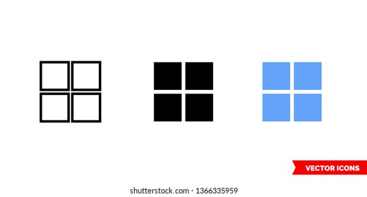 Grid icon of 3 types: color, black and white, outline. Isolated vector sign symbol.