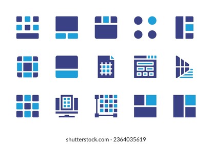 Grid icon set. Duotone color. Vector illustration. Containing grid lines, grid, fluid, perspective, layout.