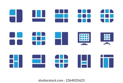 Grid icon set. Duotone color. Vector illustration. Containing grid, table, sections, layout, feed.