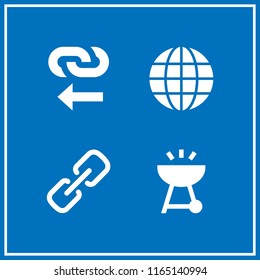 grid icon. This set with link, barbecue and earth globe symbol of grid vector icons for mobile and web