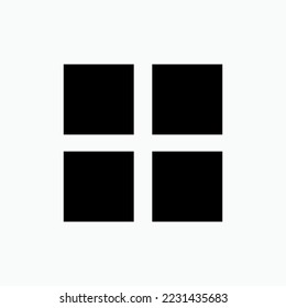 Grid Icon within Glyph Style. Boxes, Window Symbol.