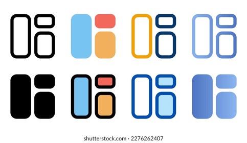 Grid icons in different style. Grid icons. Different style icons set. Vector illustration