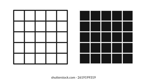 Grid icons set in black colors on white background