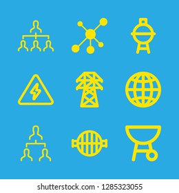 grid icons set with grill, networking and global grid globe symbol vector set