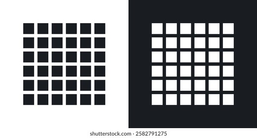 Grid icons set vectors black and colored style